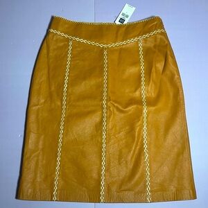 NWT Vtg Gap Khakis Size 1 Camel Brown Leather Stitching A-Line Skirt y2k 2002